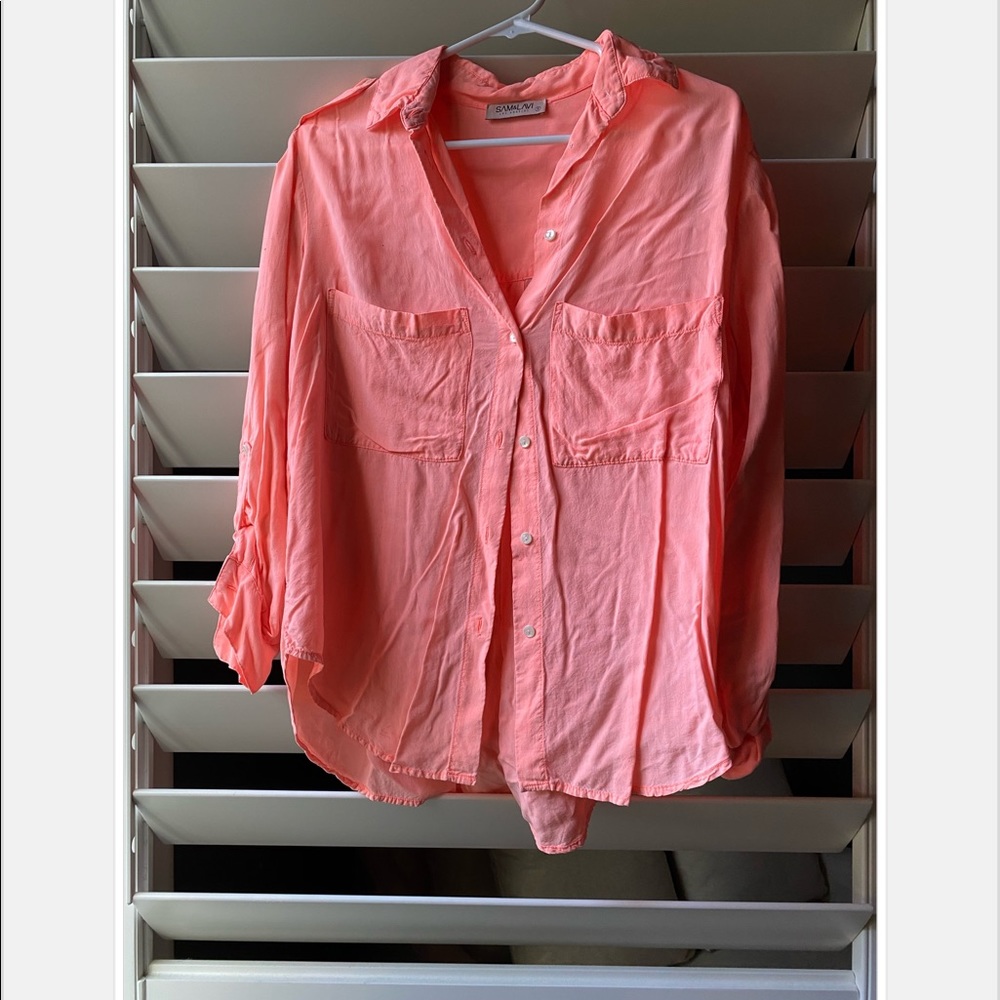Sam and lavi bright coral button down